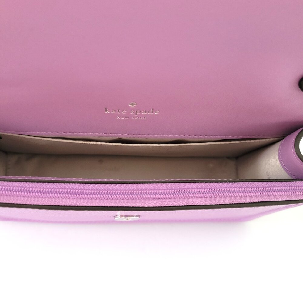 Kate Spade KM611 Knot Pebbled Leather Mini Flap Crossbody Handbag Wisteria - Picture 8 of 8